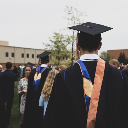 Graduates wearing caps and gowns